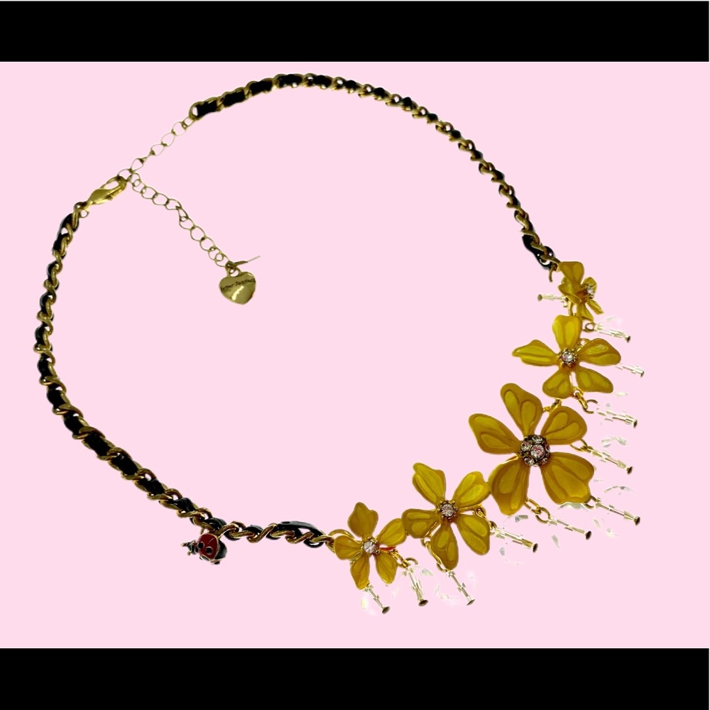 Betsy Johnson Dangly Flower Necklace Ladybugs